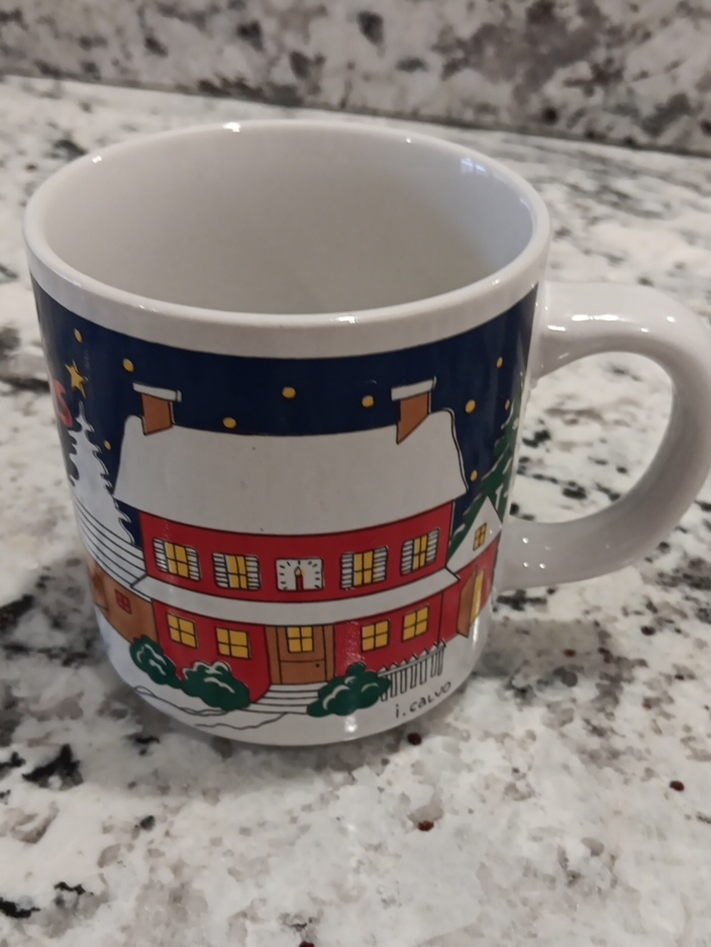 Vintage 1980's I. Calvo Christmas Ceramic Coffee Mug
